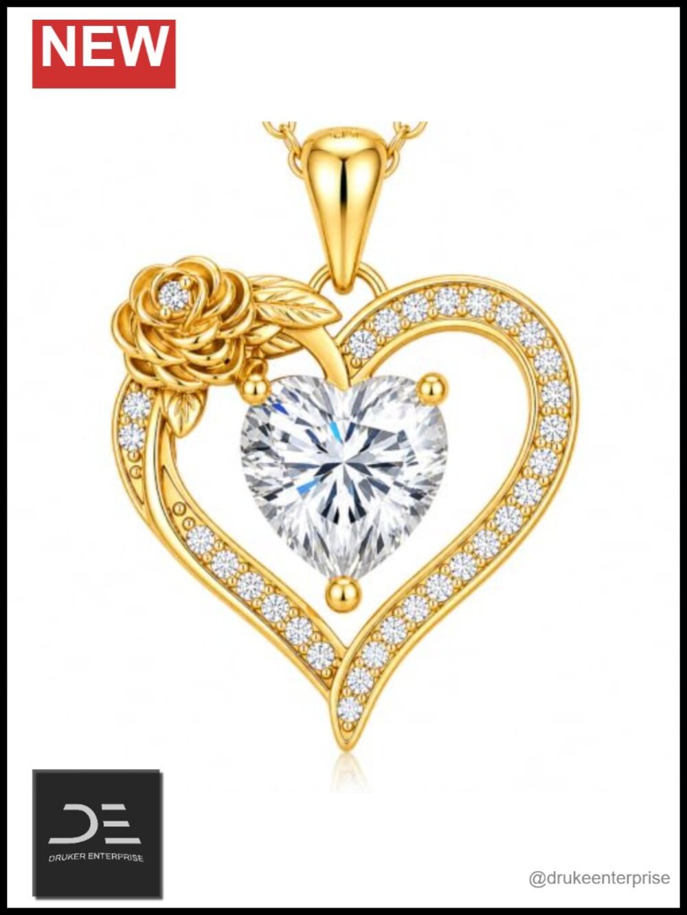 1.2CT Moissanite Heart Pendant Necklace 925 Sterling Silver Engraved Love